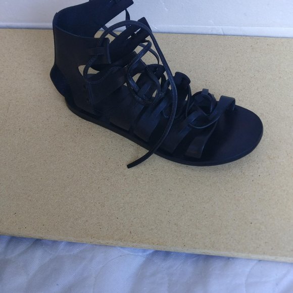 HUDSON LONDON Summertime ALL LEATHER Ancient Greek Gladiator Ankle wrap Sandal - Picture 2 of 11